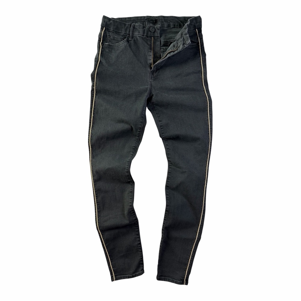 MOTHER Black Skinny Jeans with Gold Stitching